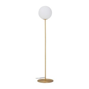 Bílá/ve zlaté barvě stojací lampa se skleněným stínidlem (výška 165 cm) Brisia – Kave Home obraz
