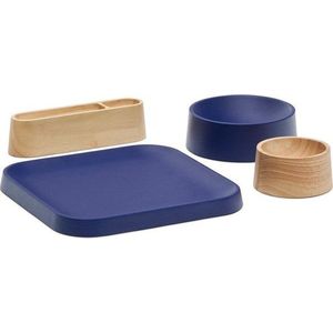 Tmavě modré/v přírodní barvě dřevěné servírovací misky v sadě 4 ks Bletz – Kave Home obraz