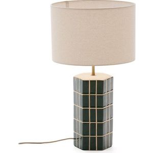 Zelená/krémová stolní lampa s textilním stínidlem (výška 61, 5 cm) Rue – Kave Home obraz