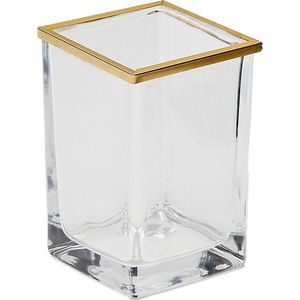 Skleněný kelímek na zubní kartáčky ve zlaté barvě Soanet – Kave Home obraz