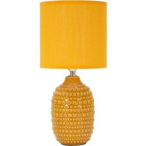 Keramická stolní lampa v hořčicové barvě s textilním stínidlem (výška 30, 5 cm) Points – Mauro Ferretti obraz