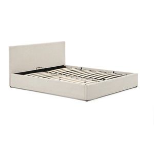 Béžová čalouněná dvoulůžková postel s úložným prostorem s roštem 180x200 cm Nahiri – Kave Home obraz