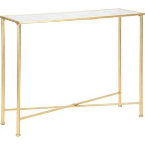 Bílý/ve zlaté barvě konzolový stolek se skleněnou deskou 35x100 cm Butterflies – Mauro Ferretti obraz