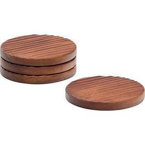Dřevěné podtácky v sadě 4 ks v tmavě přírodní barvě Rommu – Kave Home obraz