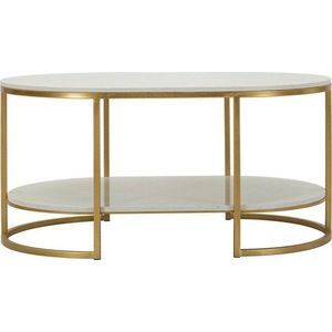 Bílý/ve zlaté barvě konferenční stolek s mramorovou deskou 60x90 cm Izmir – Mauro Ferretti obraz