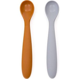 Světle modré/oranžové plastové/ze silikonu dětské lžičky v sadě 2 ks Lili – Kave Home obraz