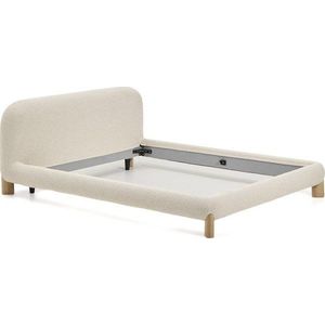 Béžová čalouněná dvoulůžková postel bez roštu 180x200 cm Odina – Kave Home obraz