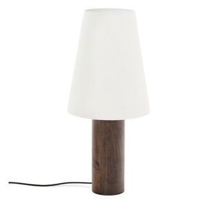Bílá/v tmavě přírodní barvě stojací lampa s textilním stínidlem (výška 110 cm) Marga – Kave Home obraz