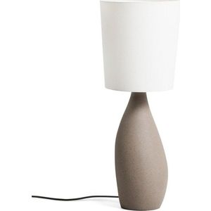 Bílá/světle šedá stolní lampa s textilním stínidlem (výška 77 cm) Viona – Kave Home obraz