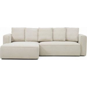 Béžová žinylková rozkládací rohová pohovka (levý roh/s lenoškou) Marela – Kave Home obraz