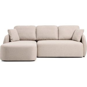 Béžová žinylková rozkládací rohová pohovka (pravý roh/s lenoškou) Laira – Kave Home obraz