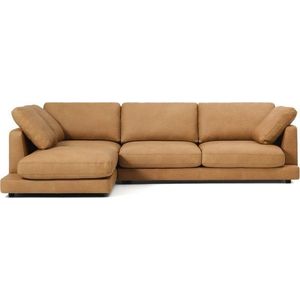 Hnědá kožená rohová pohovka (levý roh/s lenoškou) Gala – Kave Home obraz