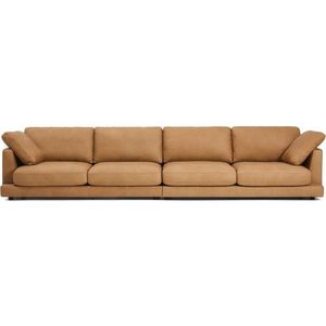 Hnědá kožená pohovka 390 cm Gala – Kave Home obraz