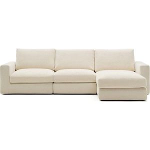 Béžová žinylková rohová pohovka (pravý roh/s lenoškou) Alea – Kave Home obraz