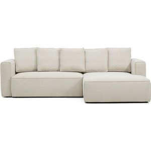 Béžová žinylková rozkládací rohová pohovka (pravý roh/s lenoškou) Marela – Kave Home obraz