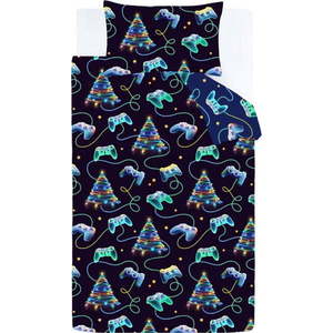 Černé/modré povlečení na dvoulůžko 200x200 cm Christmas Gamer – Catherine Lansfield obraz