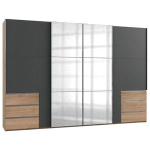 MID.YOU SKŘÍŇ S POSOUVACÍMI DVEŘMI, barvy grafitu, barvy dubu, 350/236/65 cm obraz