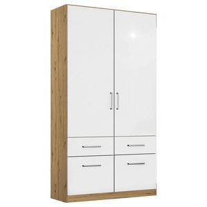 Rauch Möbel ŠATNÍ SKŘÍŇ S OTOČNÝMI DVEŘMI, dub artisan, vysoce lesklá bílá, 91/197/54 cm obraz