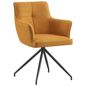 Novel ŽIDLE S PODRUČKAMI, železo, tkaná látka, černá, curry žlutá obraz