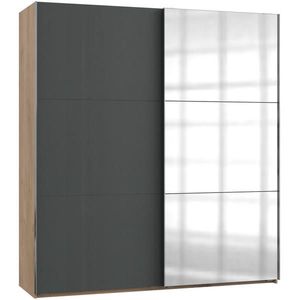 MID.YOU SKŘÍŇ S POSOUVACÍMI DVEŘMI, barvy grafitu, barvy dubu, 200/216/65 cm obraz