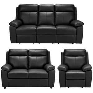 Xora SEDACÍ SOUPRAVA 3+2+1, textil, kůže, černá obraz