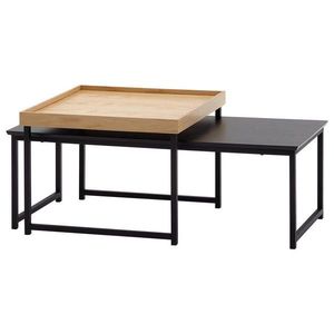 MID.YOU SADA ODKLÁDACÍCH STOLKŮ, černá, barvy dubu obraz