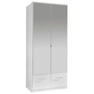MID.YOU ŠATNÍ SKŘÍŇ SE ZRCADLEM, bílá, 90/199/58 cm obraz