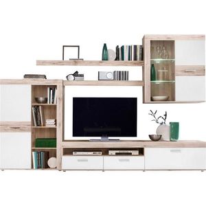 Carryhome OBÝVACÍ STĚNA, bílá, barvy dubu obraz