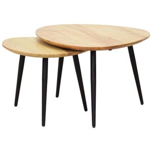 Carryhome SADA KONFERENČNÍCH STOLKŮ, černá, barvy akácie, dřevo, kov, 74/68/45 cm obraz