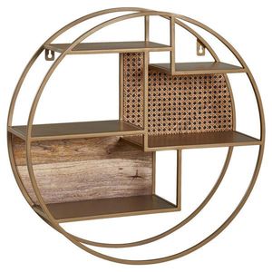 MID.YOU NÁSTĚNNÝ REGÁL, mangové dřevo, ratan, hnědá, 62/62/17 cm obraz