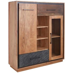 Landscape VYSOKÁ KOMODA, akácie, staré dřevo, hnědá, barvy akácie, tmavě šedá, 115/130/40 cm obraz