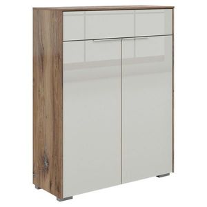 Voleo KOMODA, světle šedá, tmavý dub, 81/110/37 cm obraz