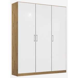 Rauch Möbel ŠATNÍ SKŘÍŇ S OTOČNÝMI DVEŘMI, dub artisan, vysoce lesklá bílá, 136/210/54 cm obraz