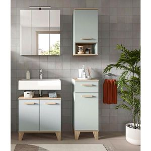 MID.YOU KOUPELNA barvy dubu, světle zelená obraz