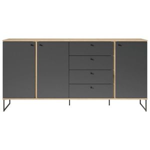 Xora ŠIROKÁ KOMODA, antracitová, barvy dubu, 180/89/38 cm obraz