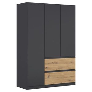 Rauch Möbel ŠATNÍ SKŘÍŇ S OTOČNÝMI DVEŘMI, šedá, dub artisan, 136/197/54 cm obraz