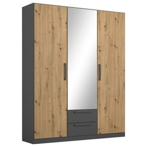 Rauch Möbel ŠATNÍ SKŘÍŇ S OTOČNÝMI DVEŘMI, šedá, dub artisan, 136/197/54 cm obraz