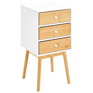Xora NOČNÍ STOLEK, borovice, přírodní barvy, bílá, 40/76/40 cm obraz