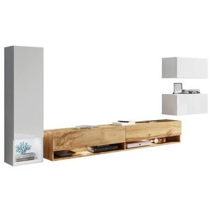 P & B OBÝVACÍ STĚNA, dub wotan, vysoce lesklá bílá obraz