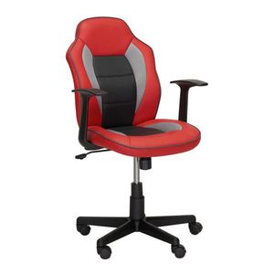 Xora OTOČNÁ ŽIDLE PRO MLÁDEŽ, vzhled kůže, šedá, červená, černá obraz