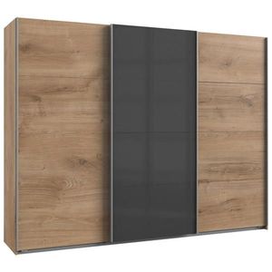 Carryhome SKŘÍŇ S POSUVNÝMI DVEŘMI, tmavě šedá, trámové dubové dřevo, 270/210/65 cm obraz