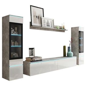 P & B OBÝVACÍ STĚNA, šedá, vysoce lesklá bílá obraz