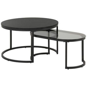 MID.YOU KONFERENČNÍ STOLEK, černá, kov, sklo, kompozitní dřevo, 70/70/42 cm obraz