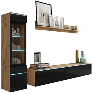 P & B OBÝVACÍ STĚNA, dub wotan, vysoce lesklá černá obraz