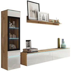 P & B OBÝVACÍ STĚNA, dub wotan, vysoce lesklá bílá obraz