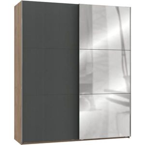 MID.YOU SKŘÍŇ S POSOUVACÍMI DVEŘMI, barvy grafitu, barvy dubu, 200/236/65 cm obraz