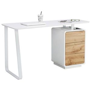 Xora PSACÍ STŮL, bílá, barvy dubu, 140/44-60/76 cm obraz