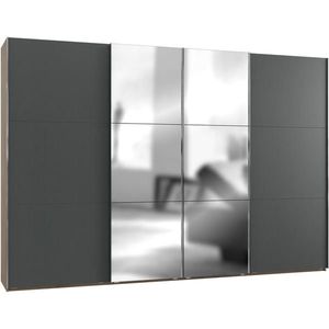 MID.YOU SKŘÍŇ S POSOUVACÍMI DVEŘMI, barvy grafitu, barvy dubu, 350/236/65 cm obraz