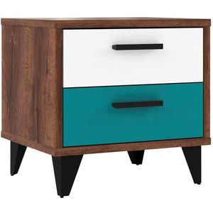 Carryhome NOČNÍ STOLEK šedá, zelená, černá, bílá, barvy dubu obraz