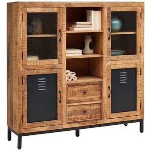 Landscape VYSOKÁ KOMODA, mangové dřevo, přírodní barvy, černá, 145/145/40 cm obraz